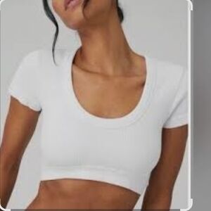 ALO Yoga White Ribbed Crop Top